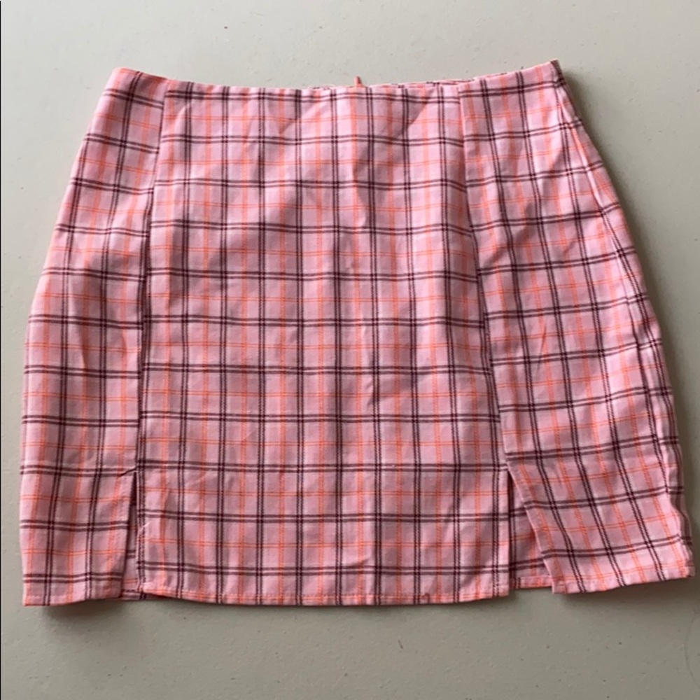 Plaid Mini Skirt With a Slit